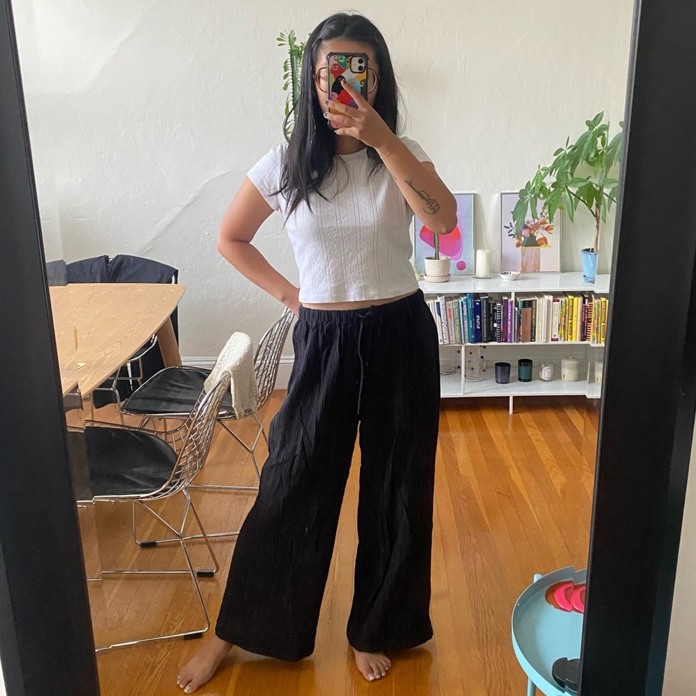 DKNY textured black pants